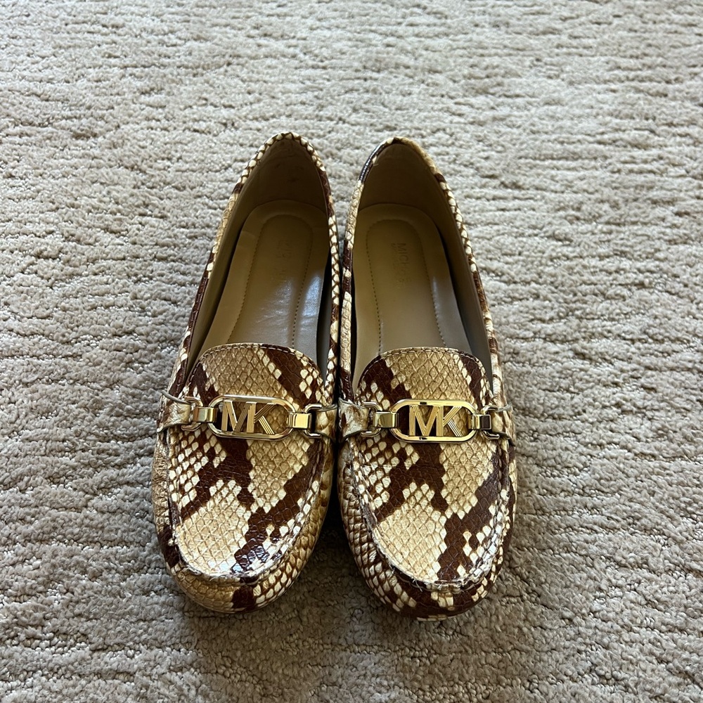 Michael Kors Brown Snake Print Loafers